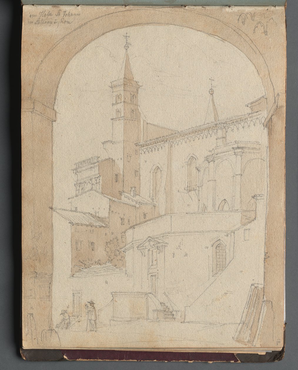 Album med udsigt over Rom og omgivelser, Landskabsstudier, side 18a: Sankt Johannes Lateran, Rom af Franz Johann Heinrich Nadorp