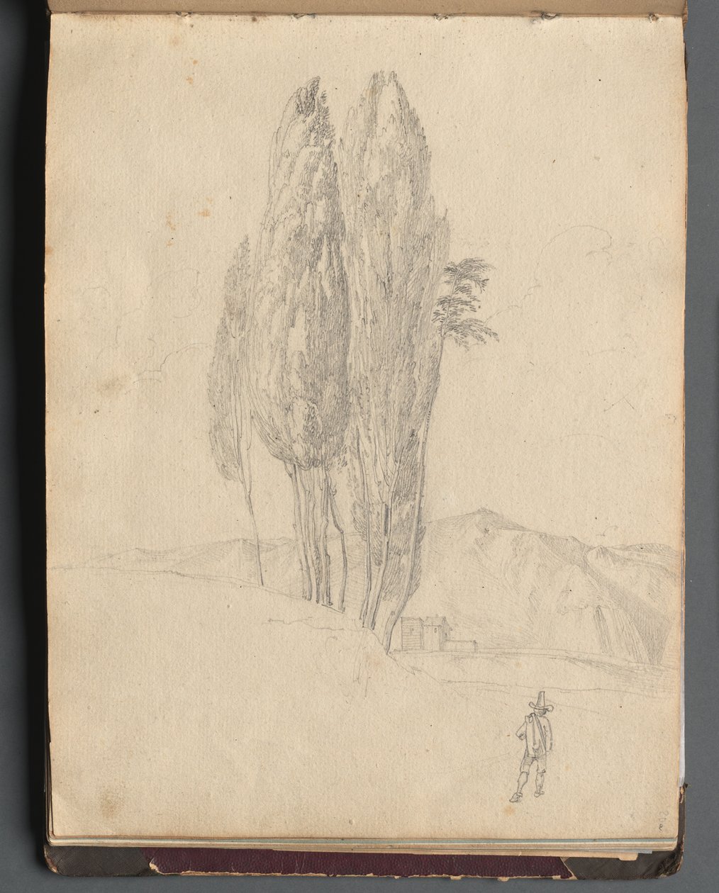 Album med udsigt over Rom og omgivelser, Landskabsstudier, side 20a: Træer. af Franz Johann Heinrich Nadorp