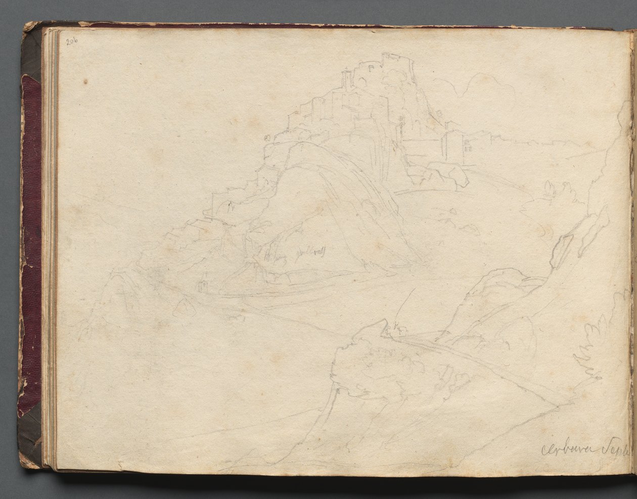 Album med udsigt over Rom og omgivelser, Landskabsstudier, side 20b: "Cervera" af Franz Johann Heinrich Nadorp