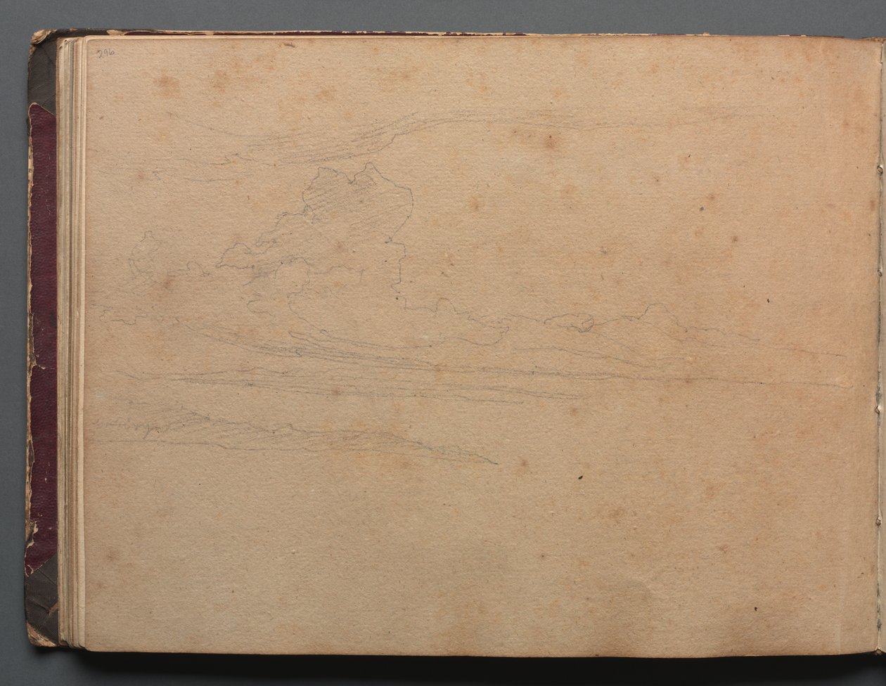 Album med udsigt over Rom og omegn, Landskabsstudier, side 29b: Landskabsstudie af Franz Johann Heinrich Nadorp