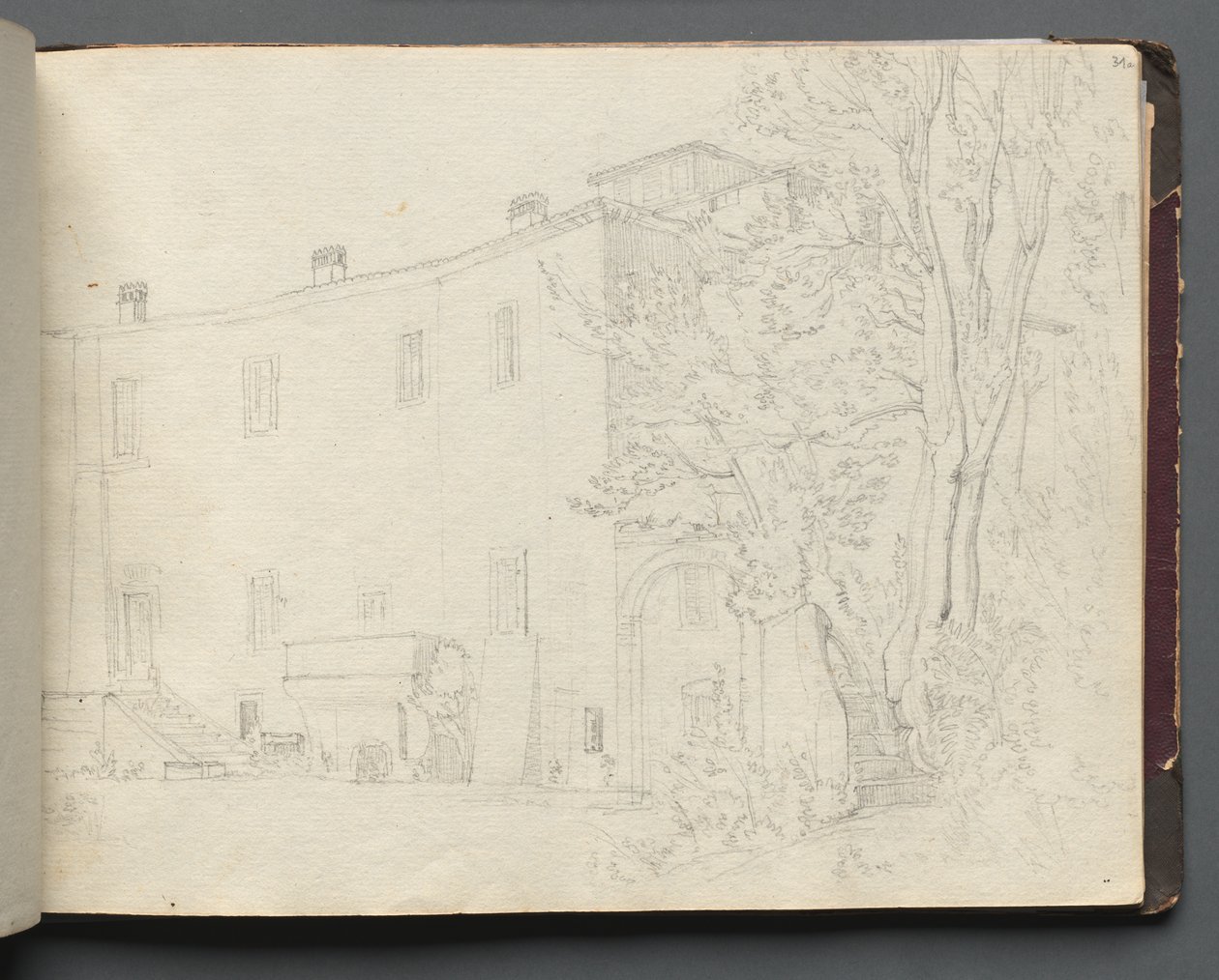 Album med udsigt over Rom og omgivelser, Landskabsstudier, side 31a: Romersk arkitekturstudie. af Franz Johann Heinrich Nadorp