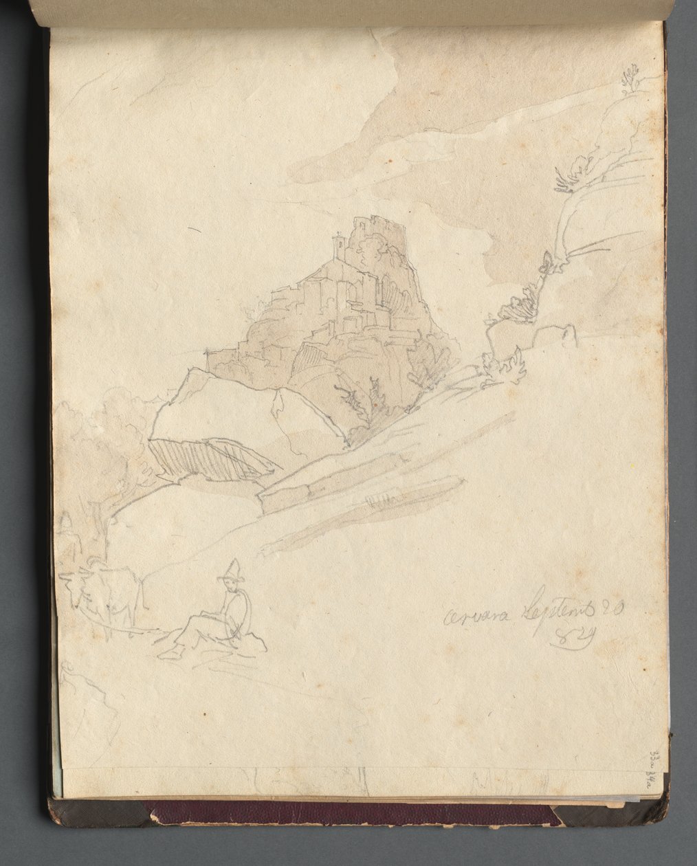 Album med udsigt over Rom og omgivelser, Landskabsstudier, side 33a: "Cervera" af Franz Johann Heinrich Nadorp