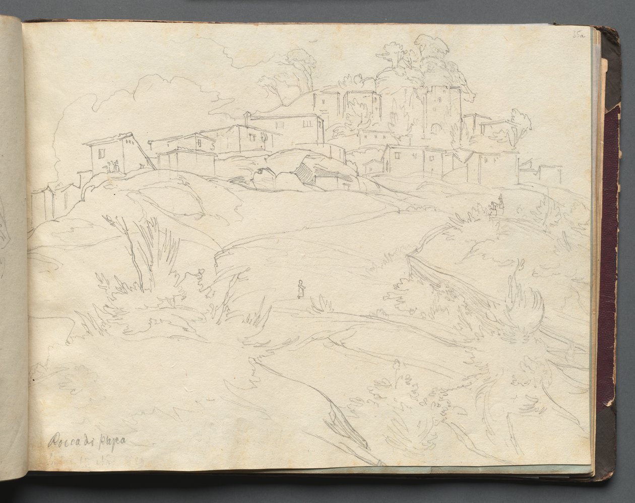 Album med udsigt over Rom og omgivelser, Landskabsstudier, side 35a: "Rocca di Papa" af Franz Johann Heinrich Nadorp