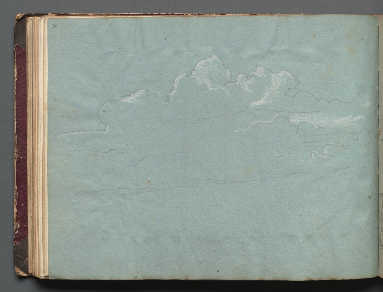 Album med udsigt over Rom og omgivelser, Landskabsstudier, side 36b: Skystudie. af Franz Johann Heinrich Nadorp