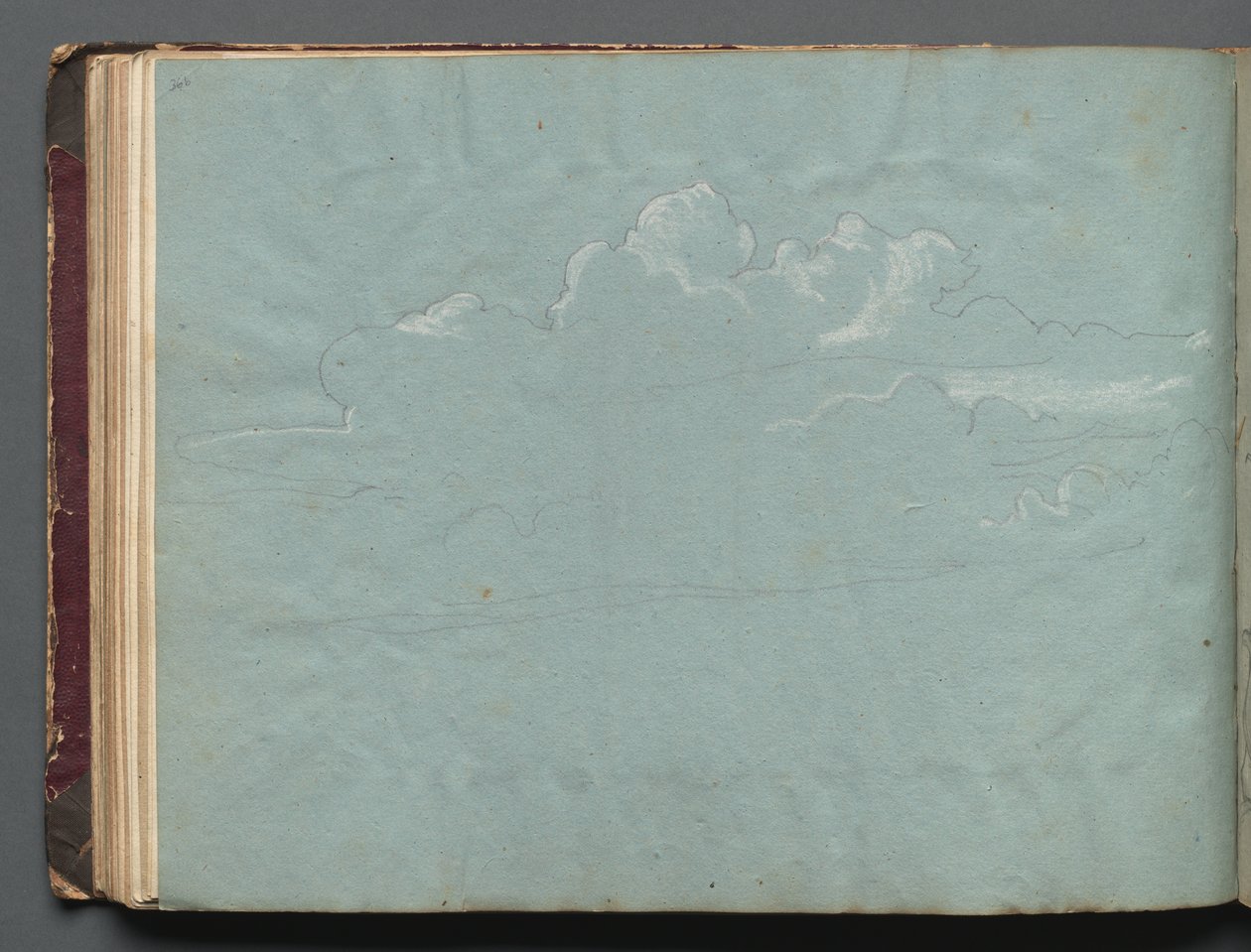 Album med udsigt over Rom og omgivelser, Landskabsstudier, side 36b: Skystudie af Franz Johann Heinrich Nadorp