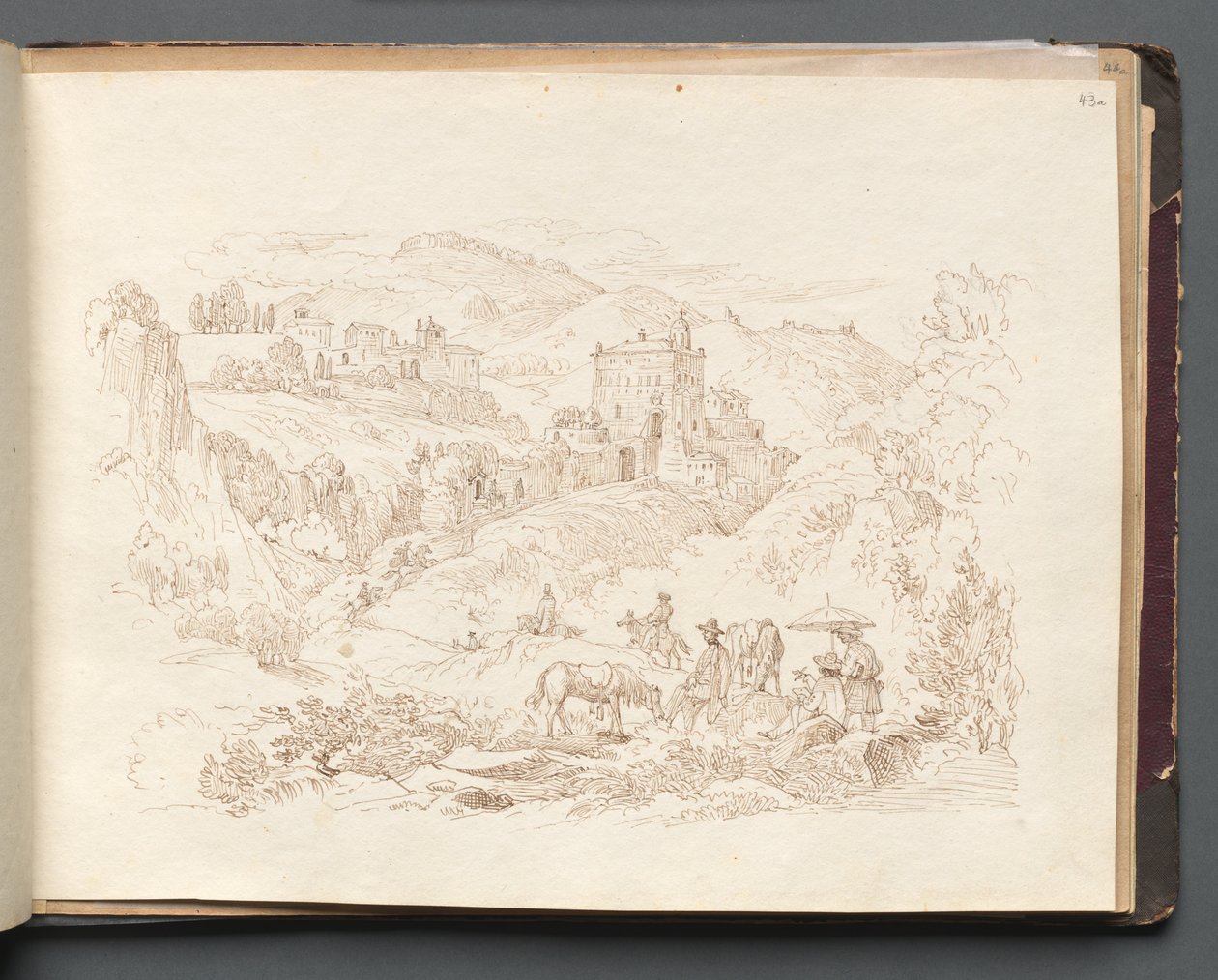 Album med udsigt over Rom og Omegn, Landskabsstudier, side 43a: Romersk Landskab af Franz Johann Heinrich Nadorp