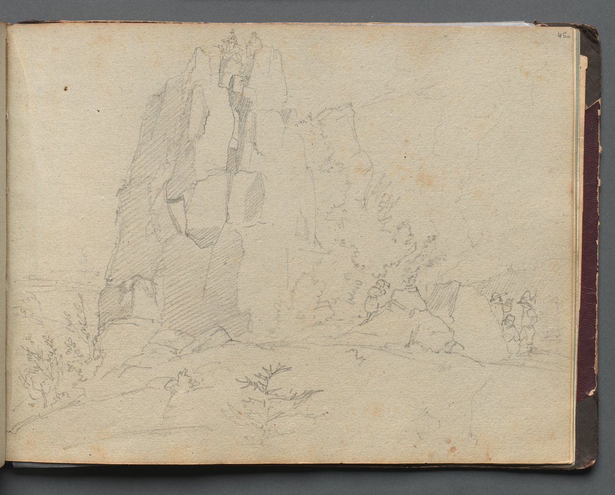 Album med udsigt over Rom og omgivelser, Landskabsstudier, side 45a: Rocky Landscape. af Franz Johann Heinrich Nadorp
