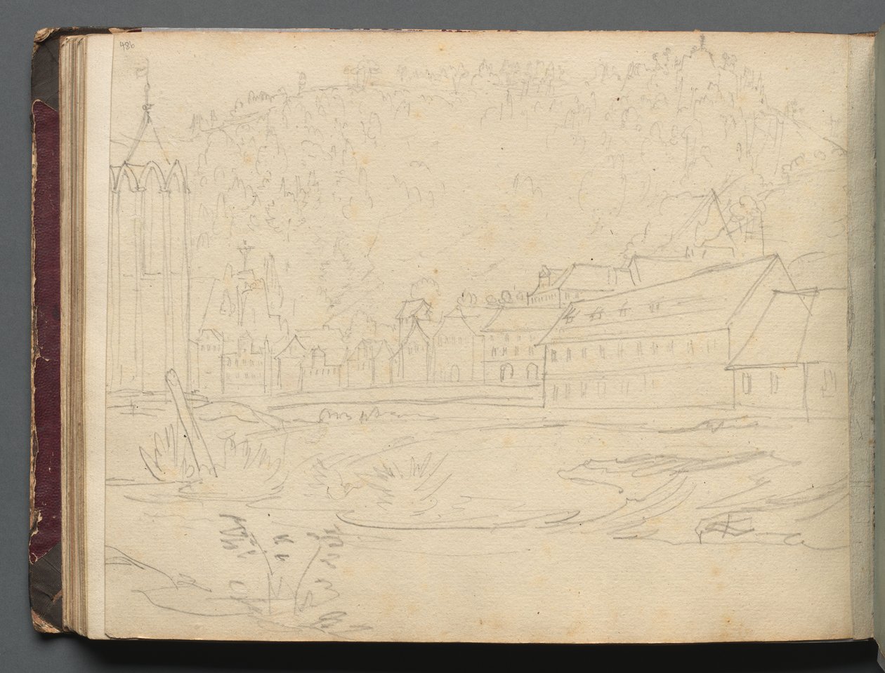 Album med udsigt over Rom og Omegn, Landskabsstudier, side 48b: Romersk Landskab. af Franz Johann Heinrich Nadorp