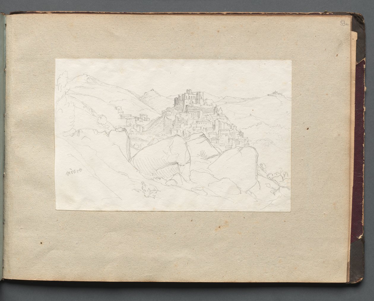 Album med udsigt over Rom og omgivelser, Landskabsstudier, side 53a: Vivaro. af Franz Johann Heinrich Nadorp