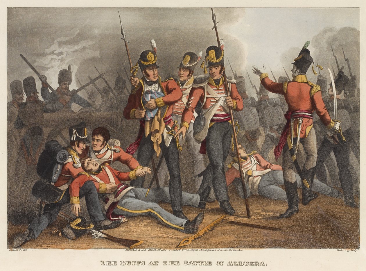 The Buffs at the Battle of Albuera (farvet akvatint) af Franz Joseph after Manskirch