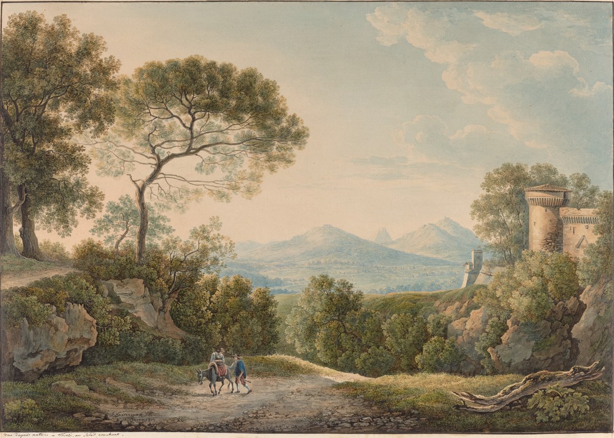 Udsigt fra Tivoli over Tiberdalen ved solnedgang af Franz Kaisermann