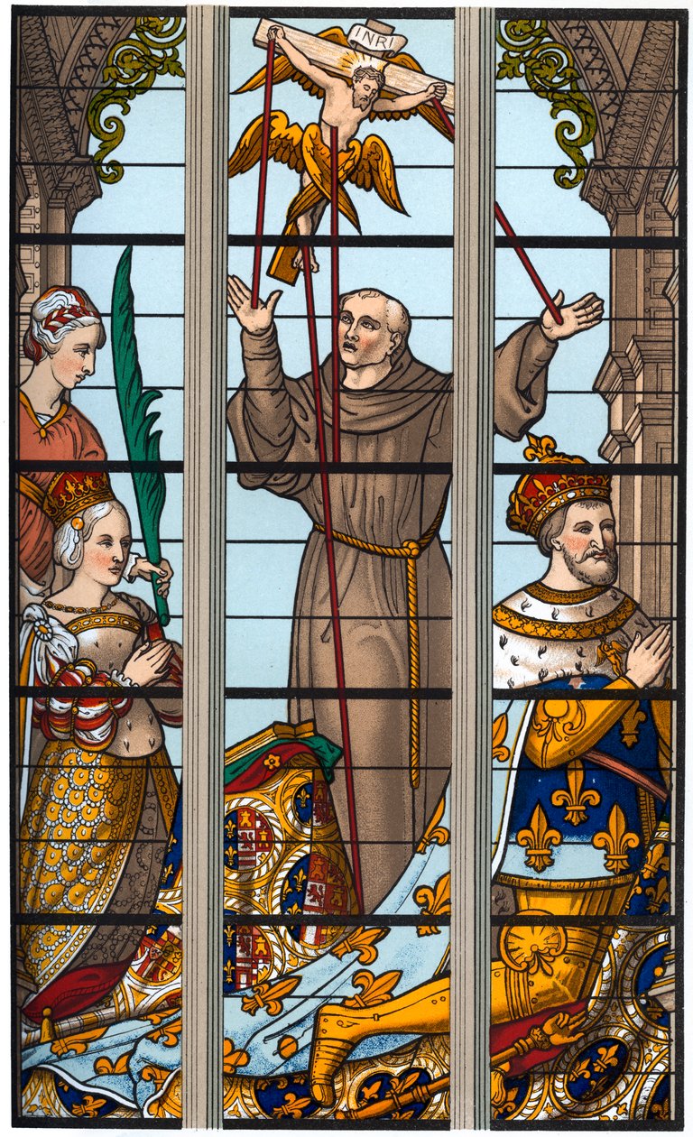 Francis I og Eleonore ved deres andagter, 1515-1547, 1870 af Franz Kellerhoven