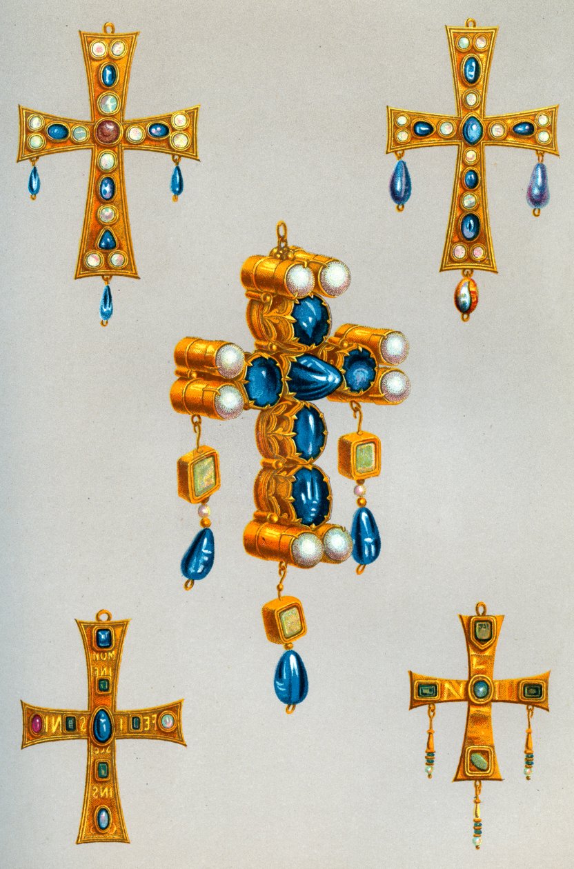Guldkors af en konge af goterne, 7. århundrede, 1870 af Franz Kellerhoven