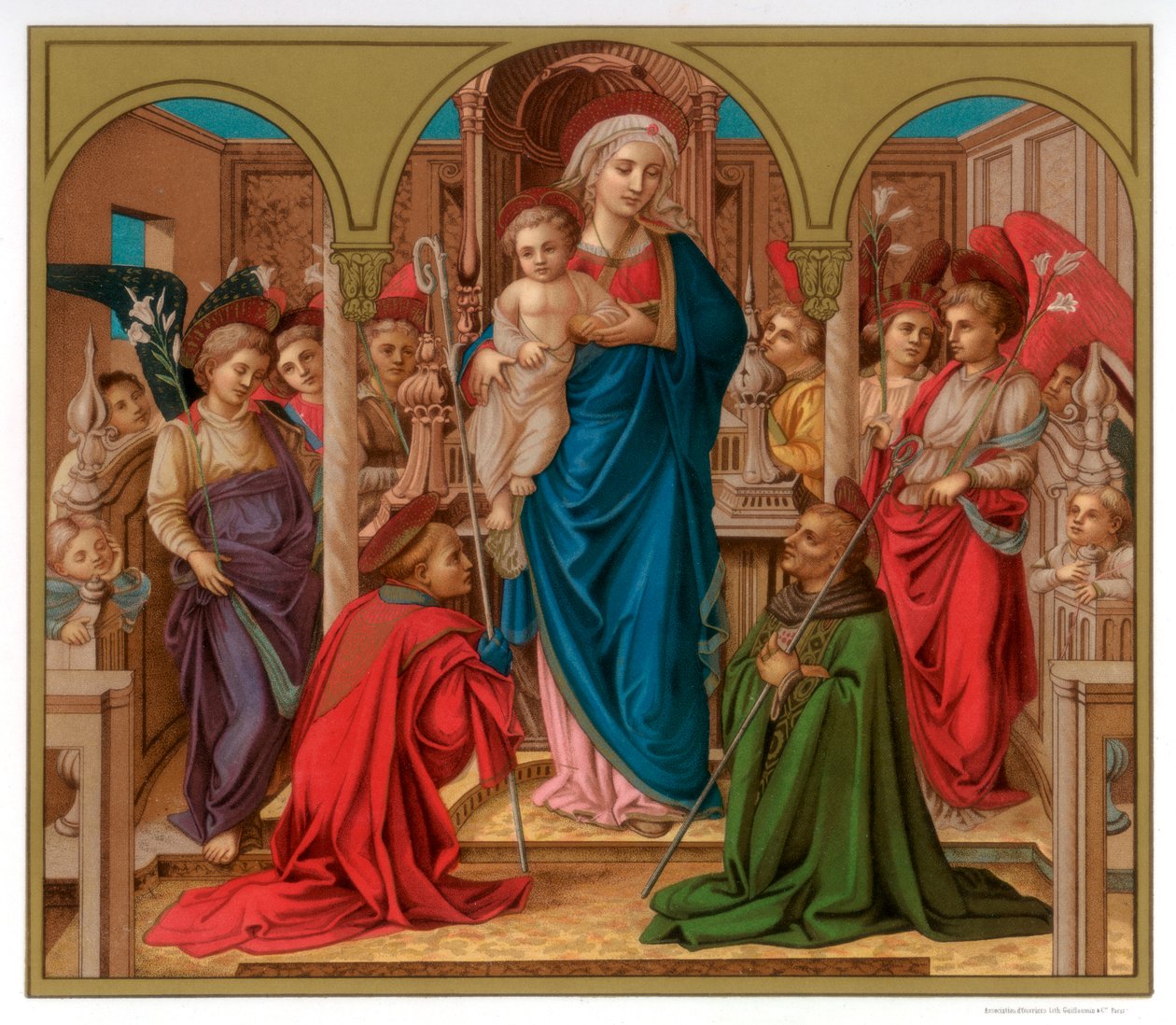 Madonna og barn med Sankt Fredianus og Sankt Augustin, 1437-1438 1870 af Franz Kellerhoven