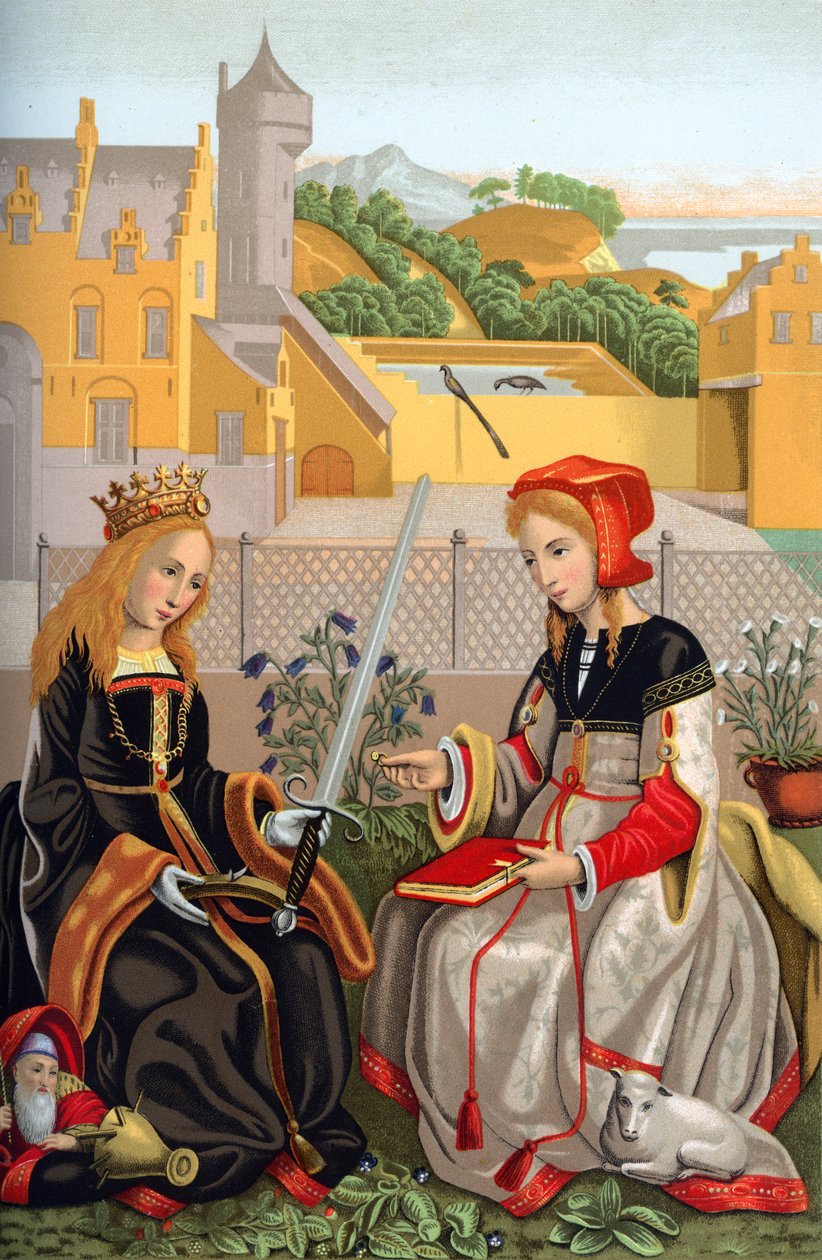 St. Catherine og St. Agnes, 1400-tallet, 1870 af Franz Kellerhoven