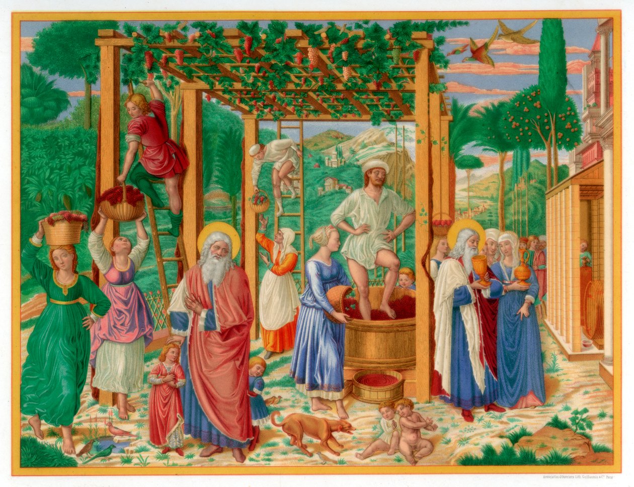 The Vintage and Drunkenness of Noah, 1469-1484 1870. af Franz Kellerhoven