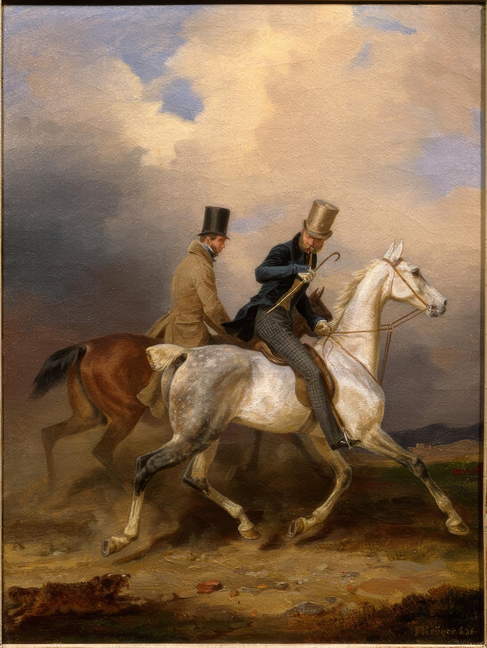 Prins Wilhelms ridetur i selskab med kunstneren af Franz Krüger