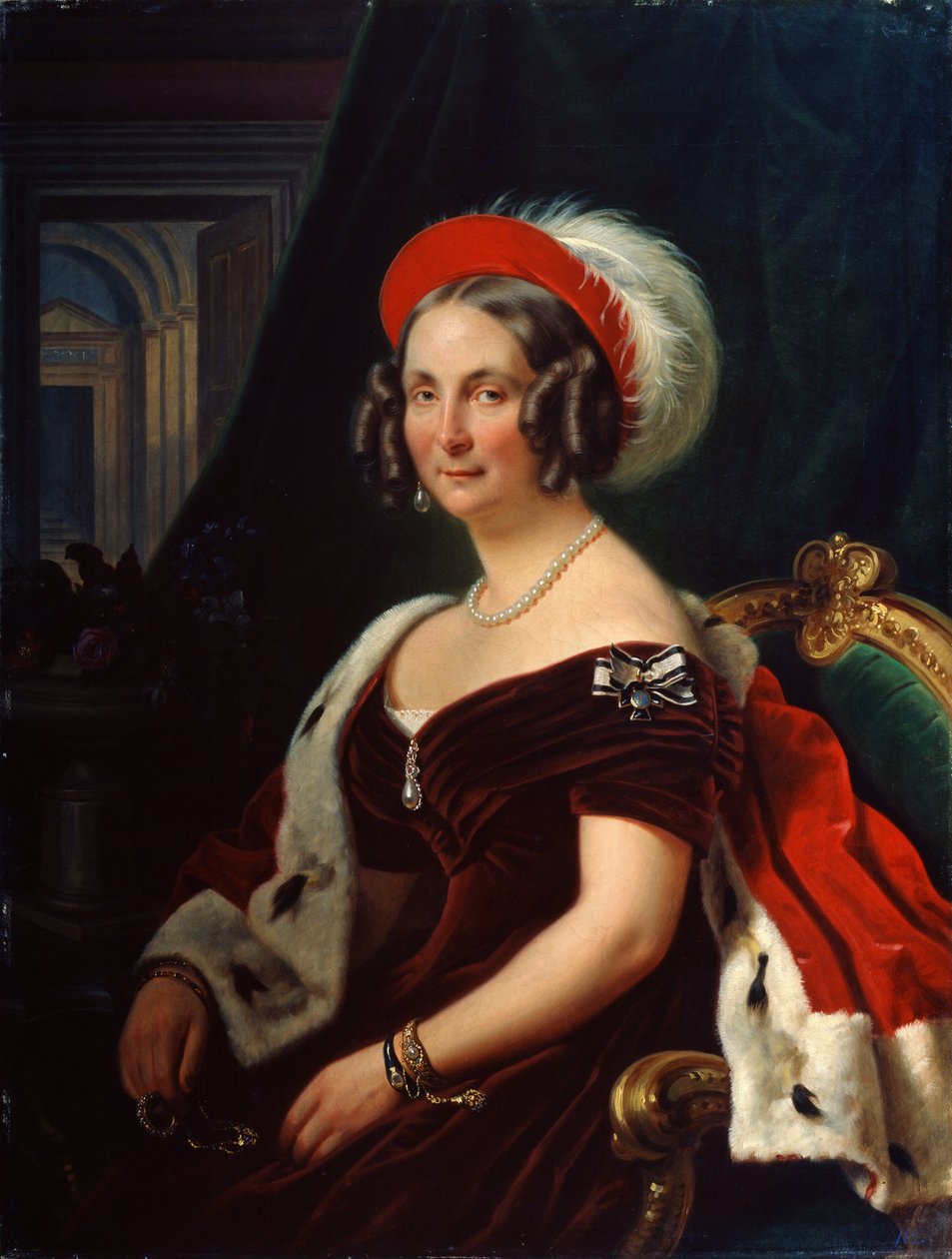 Portræt af dronning Frederica af Hannover, 1778-1841, 1800-tallet. af Franz Krüger