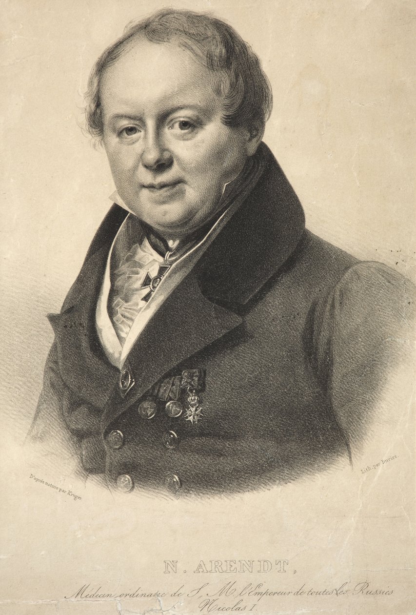 Portræt af den kejserlige personlige læge Nicholas Martin Arendt 1785-1859, 1836 af Franz Krüger