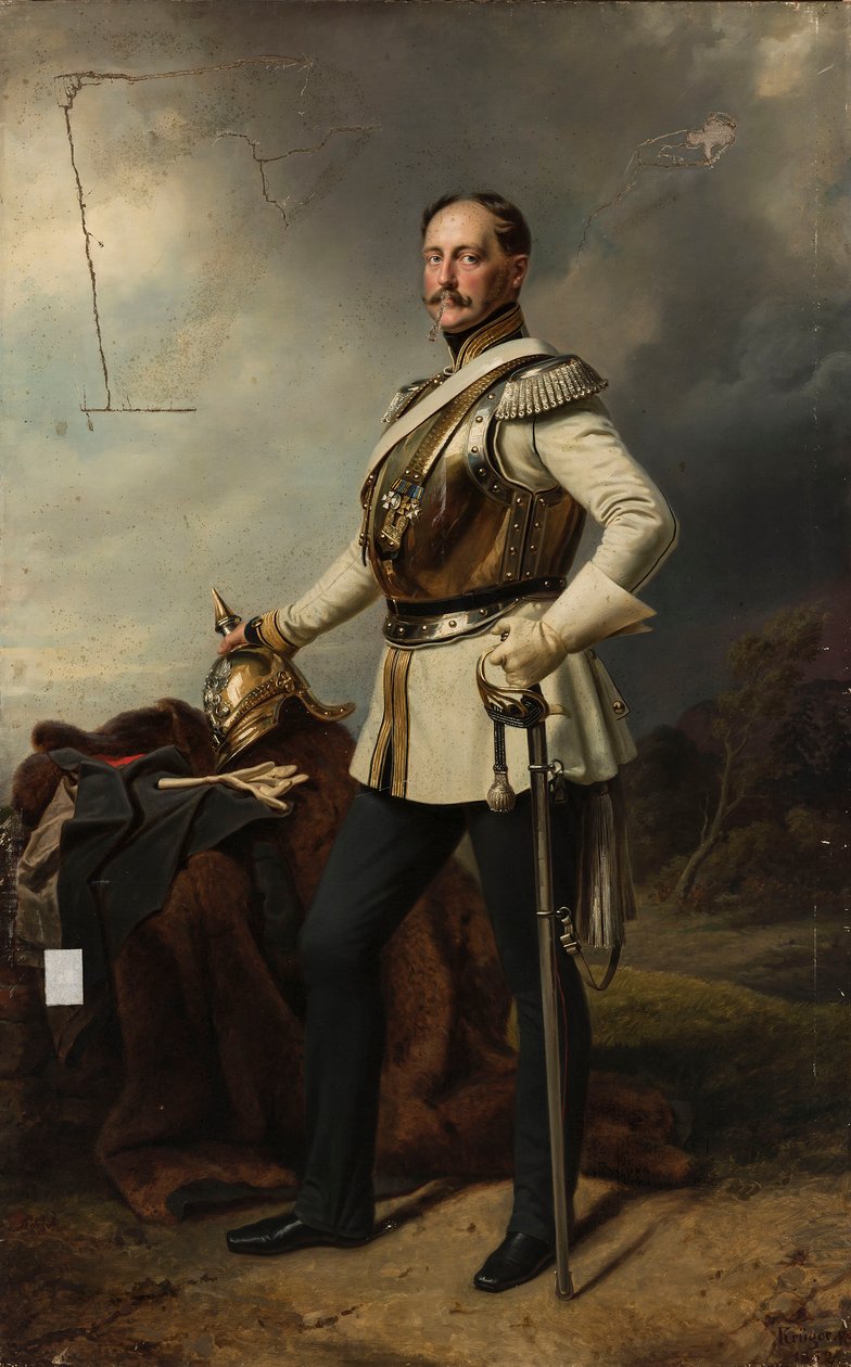 Portræt af Nikolaj I Romanov (1796–1855) i preussisk kirasjeruniform af Franz Krüger