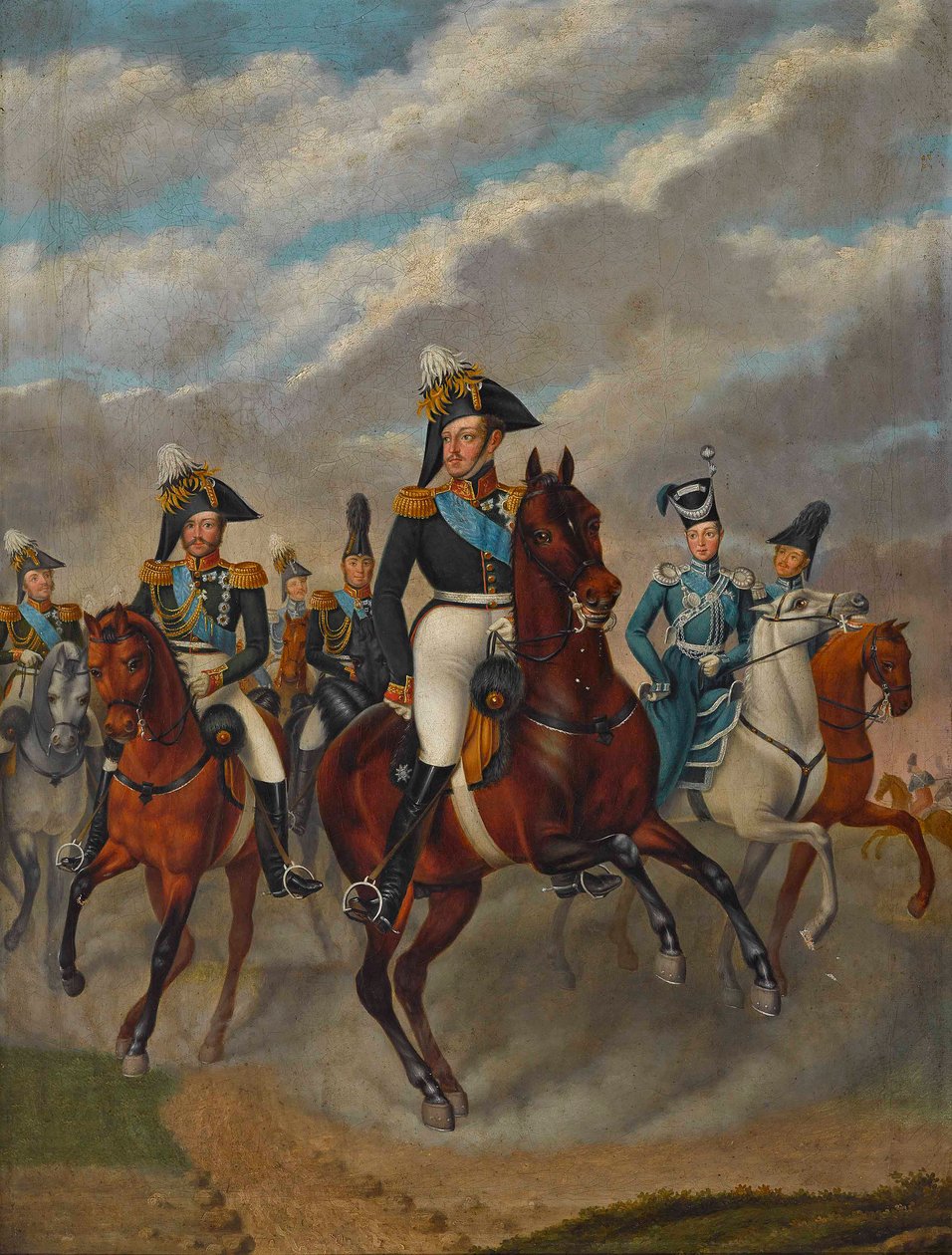 Tsar Nicholas I af Rusland med Tsarevich Alexander og hans følge. af Franz Krüger