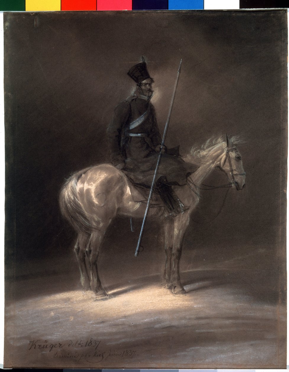 Kosak til hest. Kosak til hest. Tegning af Franz Kruger (1797-1857) af Franz Krüger