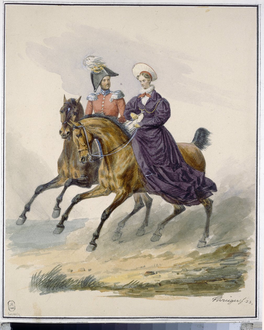 Kejser Nicholas I (1796-1855) og kejserinde Alexandra Fedorovna (født Charlotte af Preussen af Franz Krüger