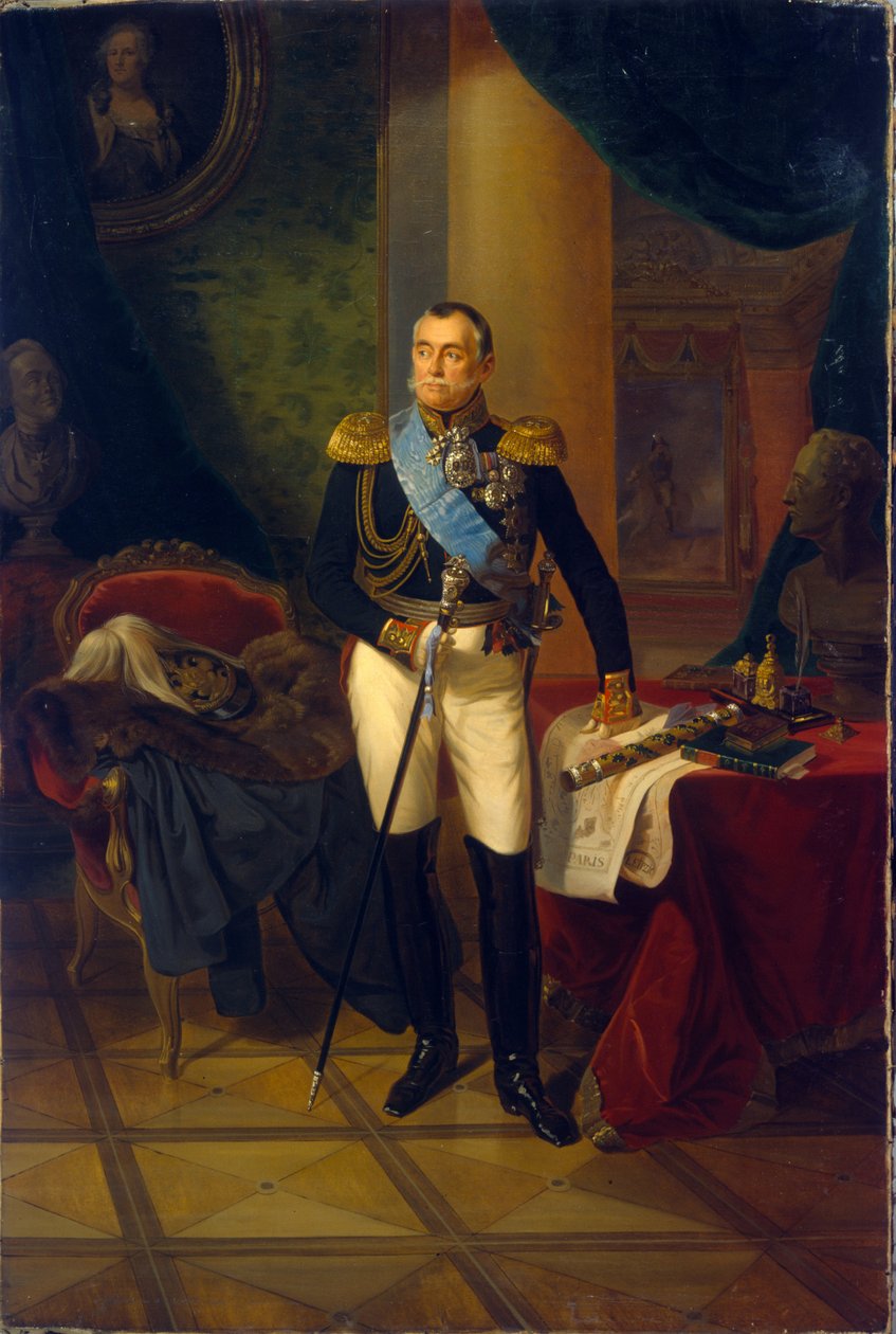 Portræt af Piotr Volkonski (1776-1852), russisk marskal og politiker. Maleri af Franz Kruger (1797-1857), olie på lærred af Franz Krüger