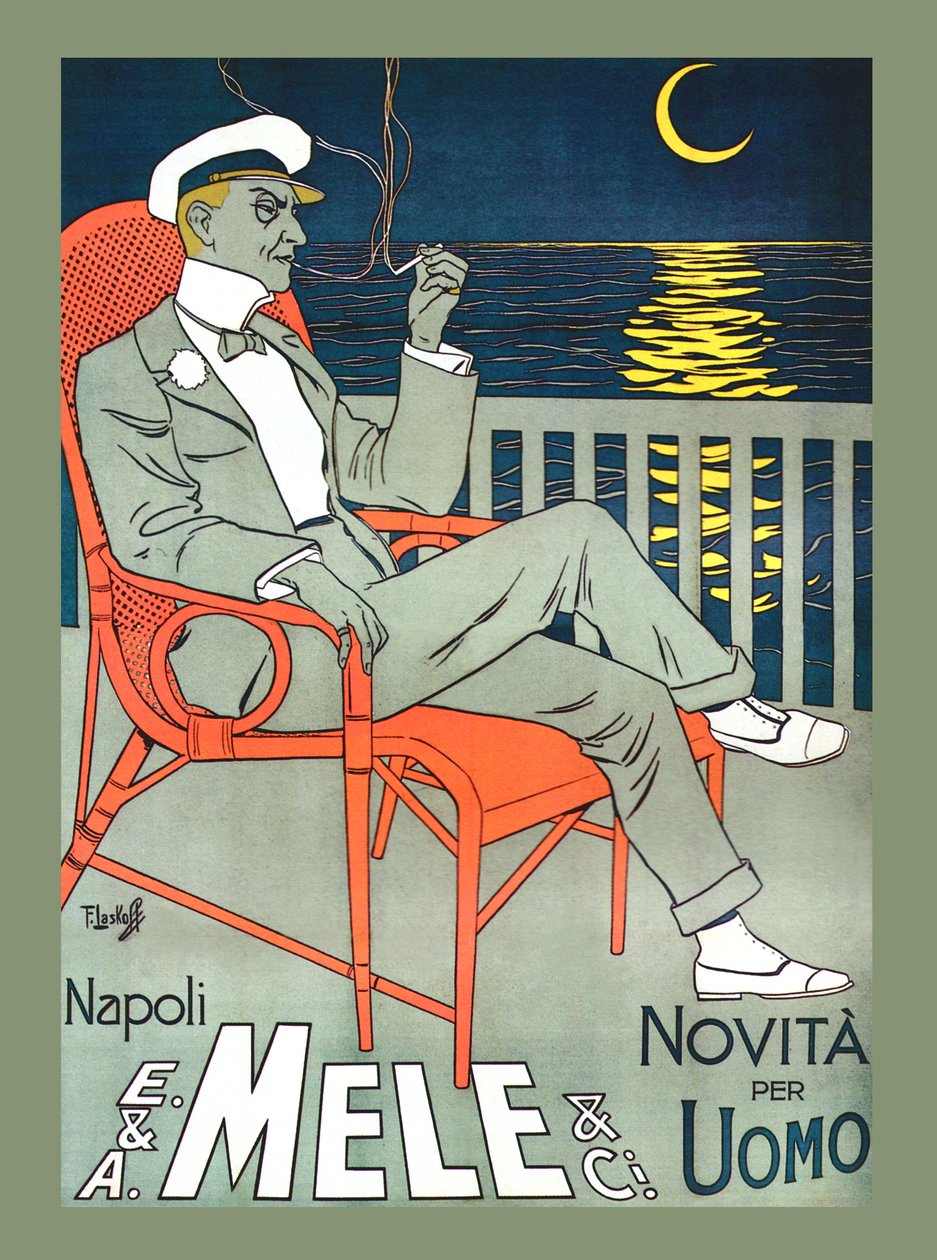 Lounging in Mele Fashion & Under a Crescent Moon, begyndelsen af 1900-tallet (plakat) af Franz Laskoff