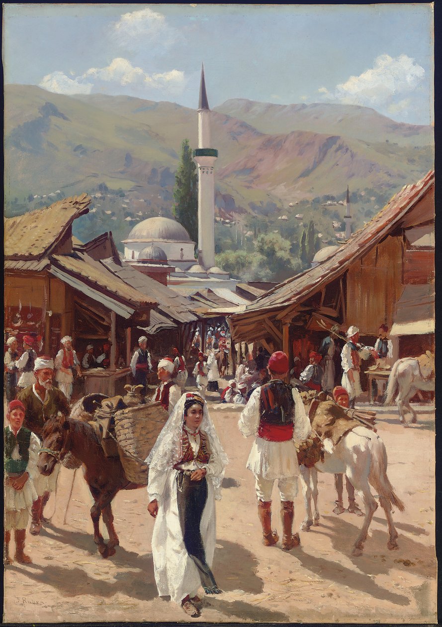 Udsigt over Bascarsija, Sarajevo (olie på lærred) af Franz Leo Ruben