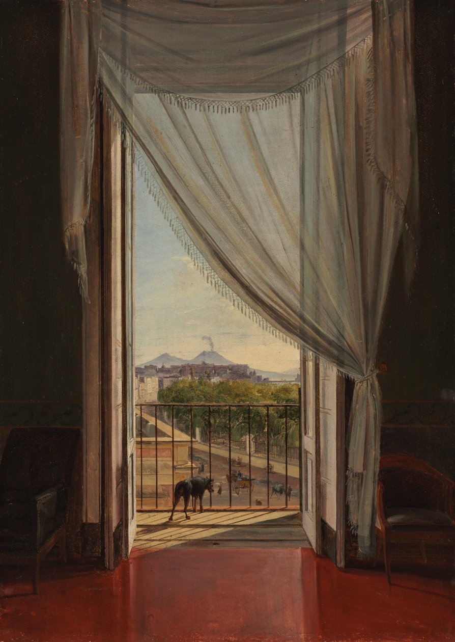 Udsigt over Napoli gennem et vindue af Franz Ludwig Catel