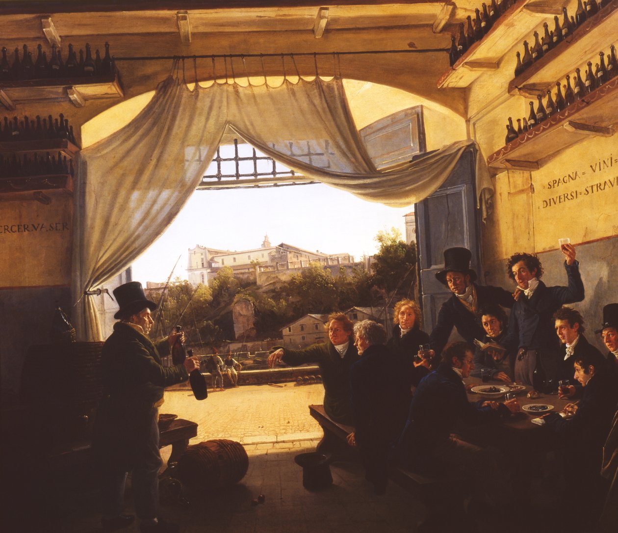Kronprins Ludwig (1786-1868) i den spanske vinstue i Rom, 1824 af Franz Ludwig Catel