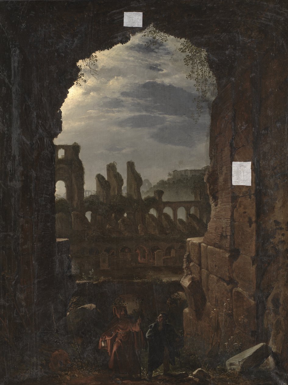 Udsigt over Colosseum i måneskin af Franz Ludwig Catel