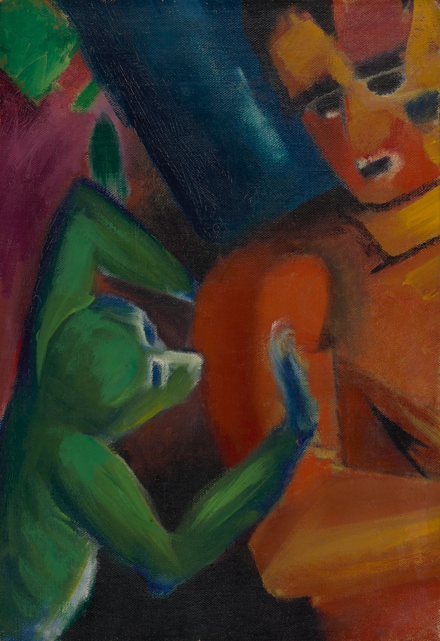 Äffchen und Mensch af Franz Marc