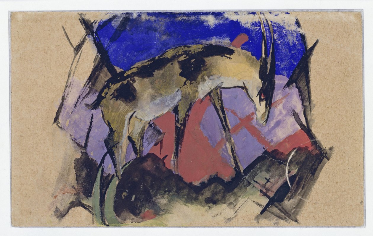 Antilope (auch: Steinbock) (Postkarte an Else Lasker-Schüler) af Franz Marc