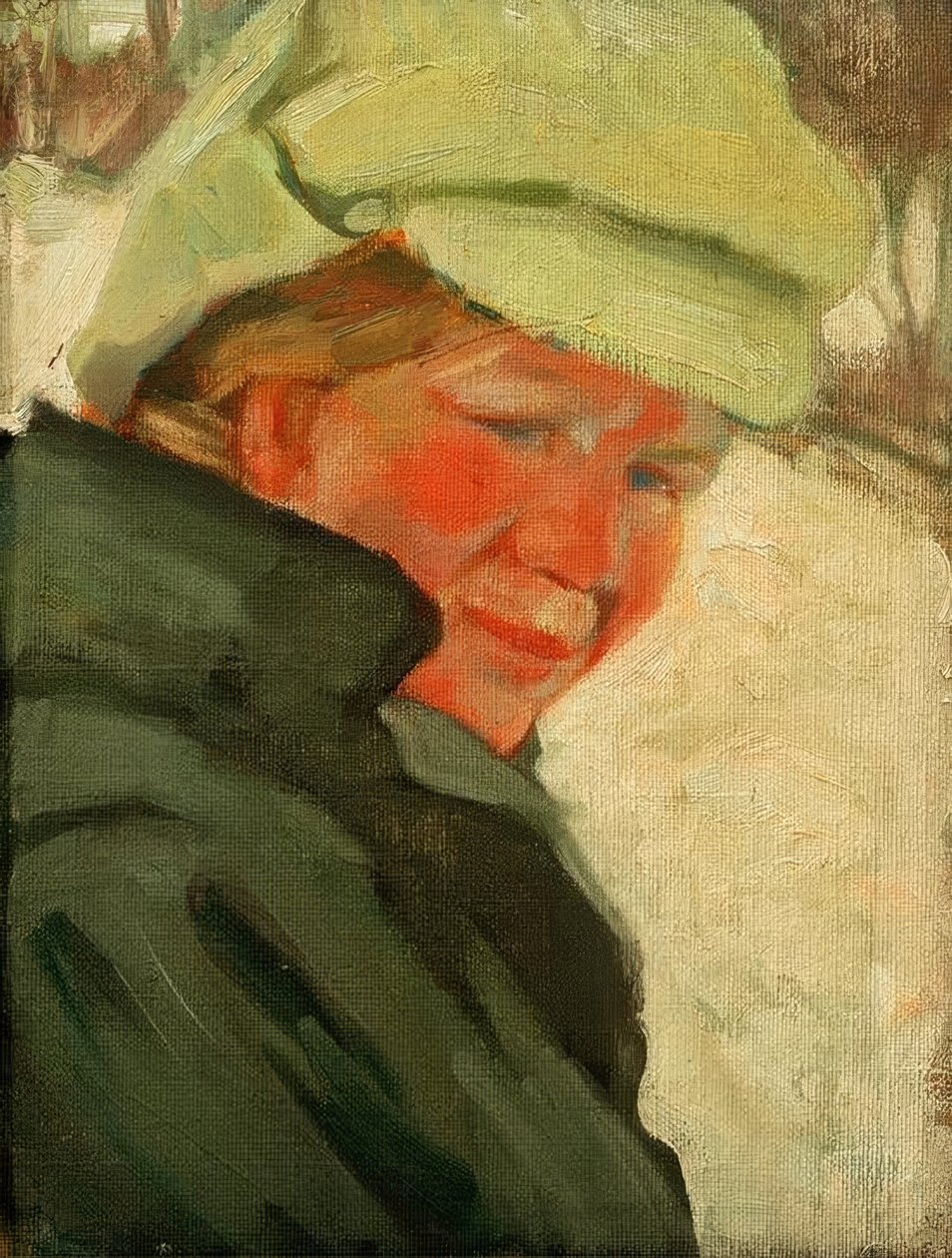 Portræt af Maria Franck med en hvid kasket af Franz Marc
