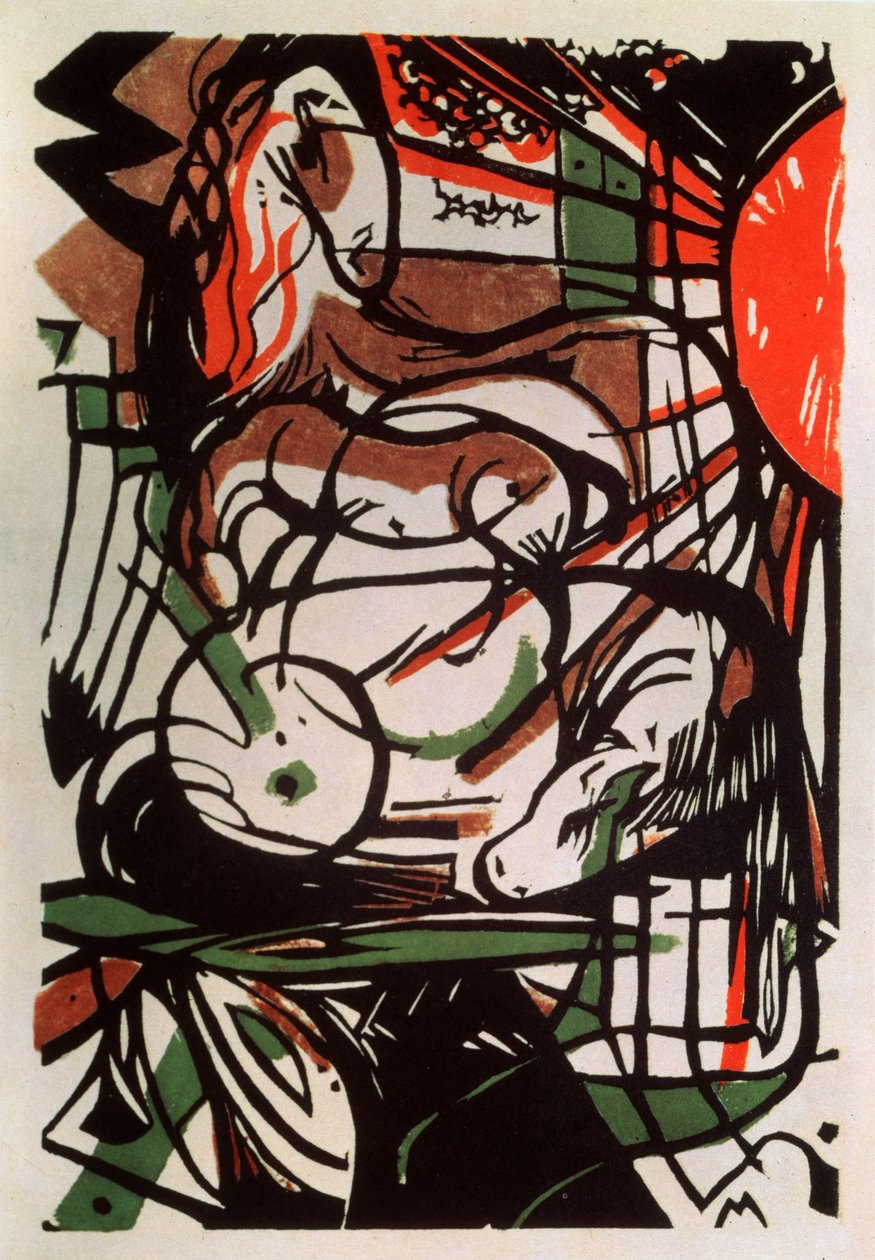 Fødsel af et føl, 1913 af Franz Marc
