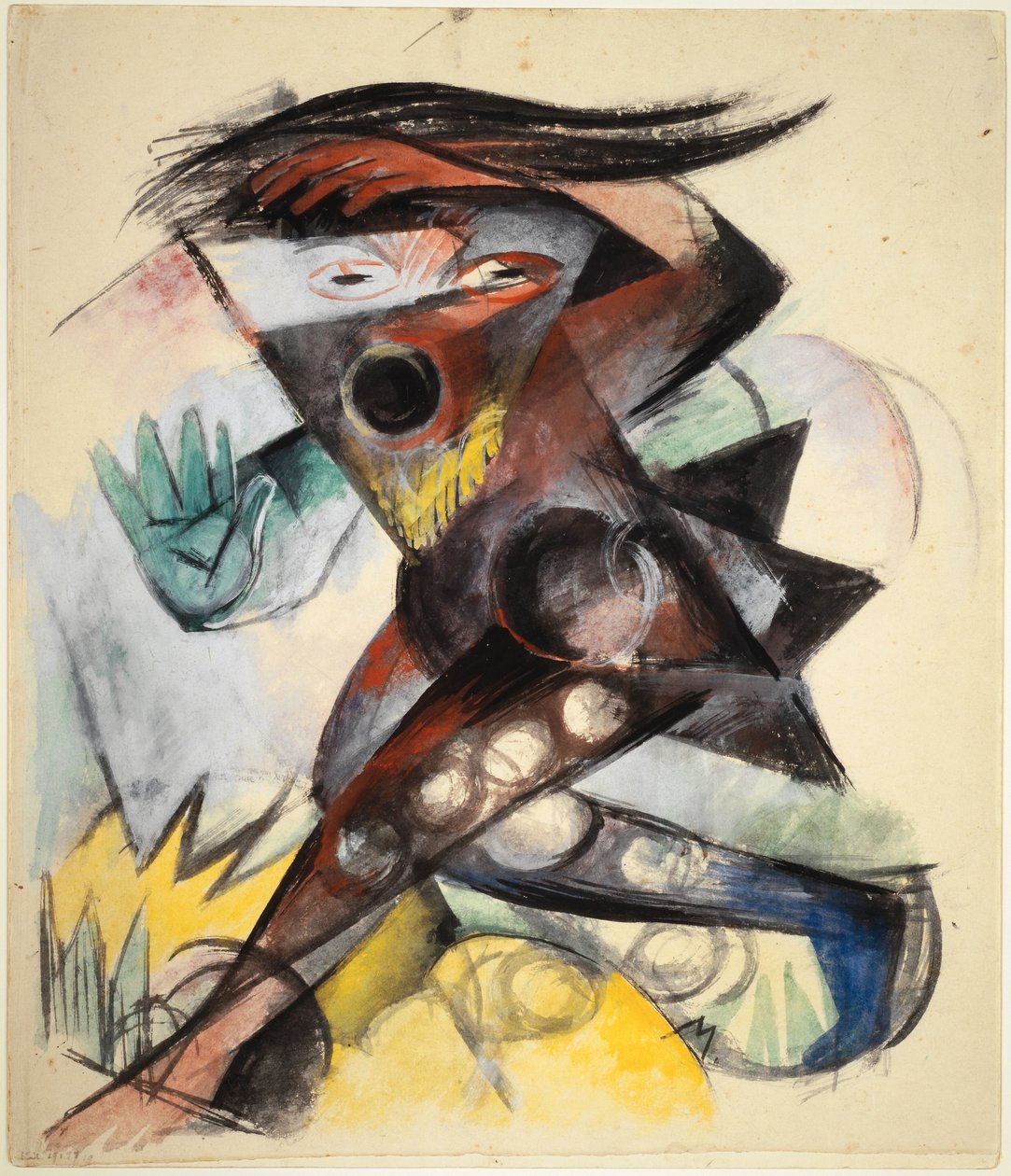 Caliban. Figur for Stormen af William Shakespeare, 1914. af Franz Marc