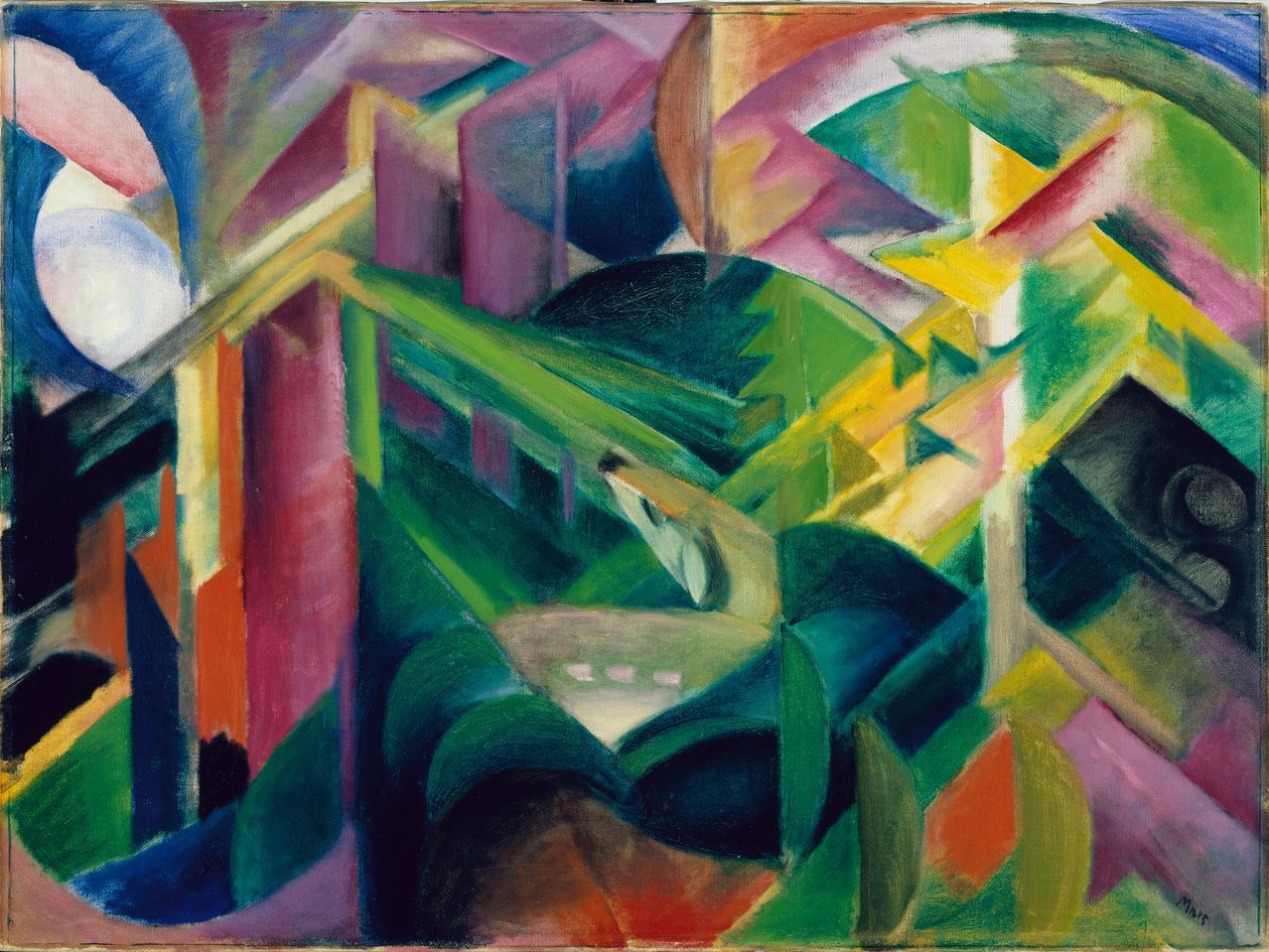 Hjorte i en klosterhave af Franz Marc