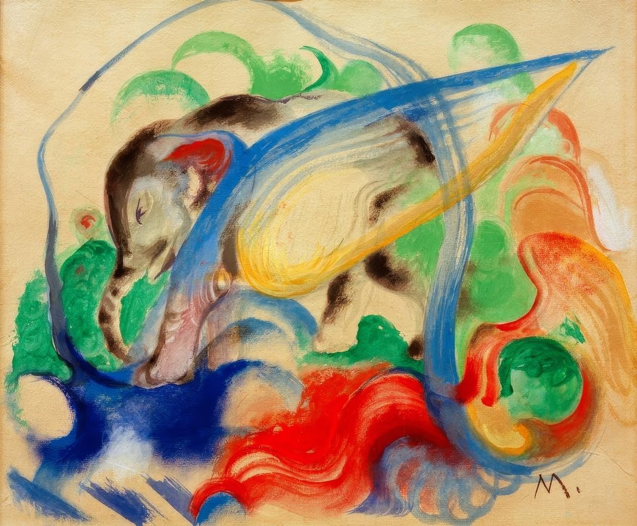Fabletier (Grauer Elephant) af Franz Marc