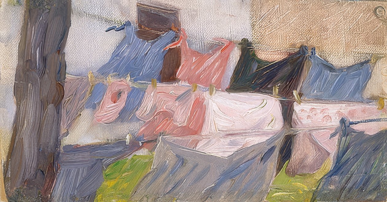 Vasketøjet blafrer i vinden af Franz Marc