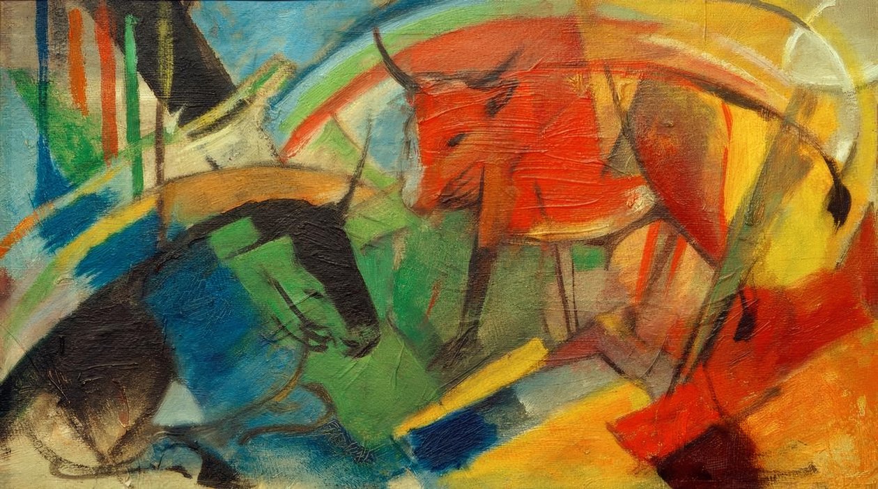 Lille billede med kvæg af Franz Marc