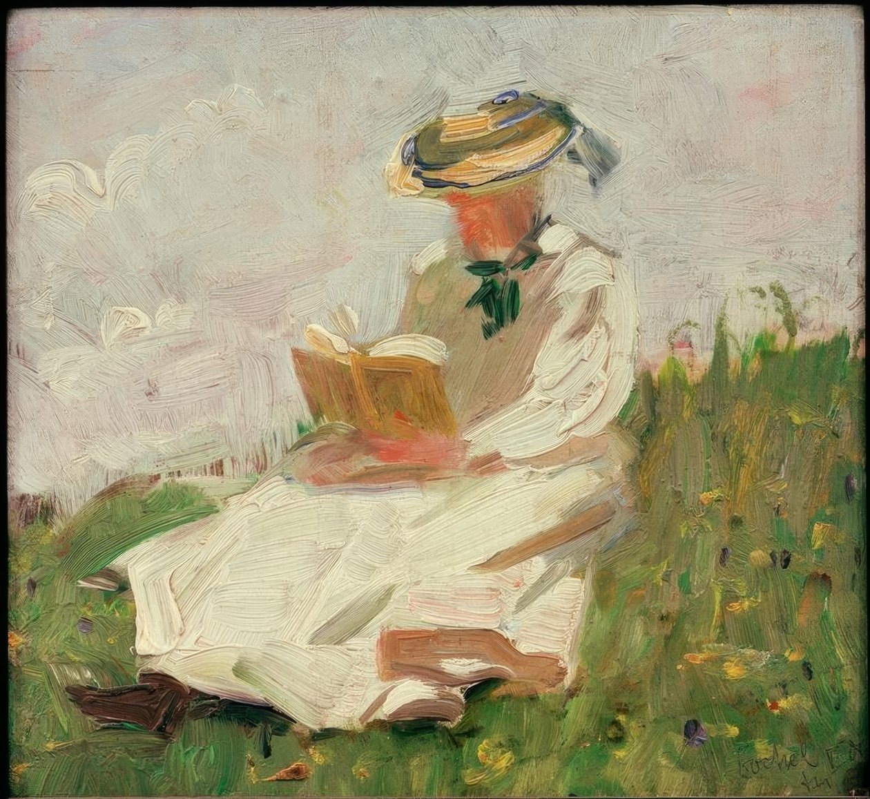Læsende kvinde i det grønne af Franz Marc