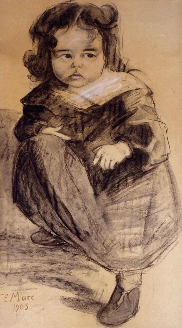 Lille pige med hvid krave, 1905 af Franz Marc