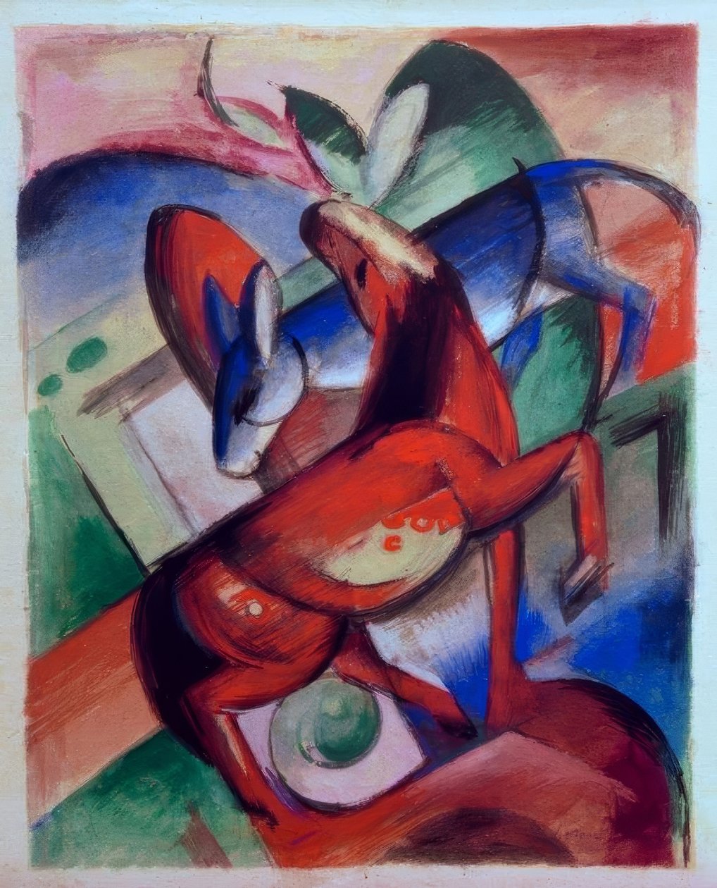 Hest og æsel af Franz Marc