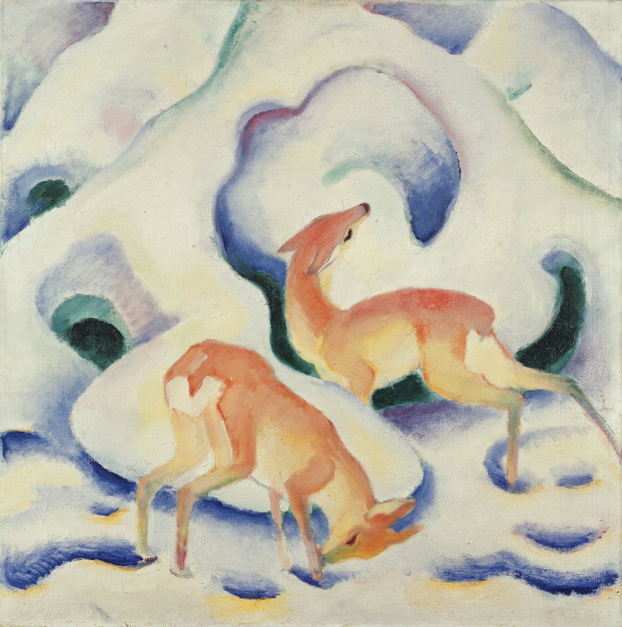 Hjorte i sneen II af Franz Marc