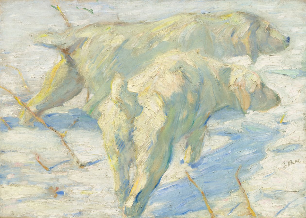 Sibiriske hunde i sneen, 19091910. af Franz Marc