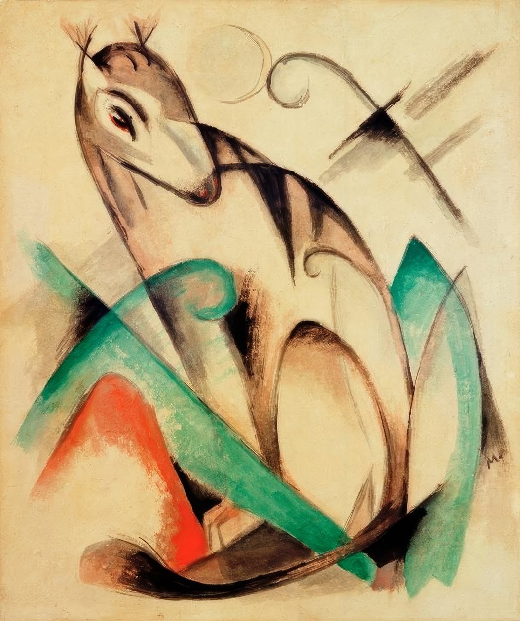 Sidder mytisk dyr af Franz Marc