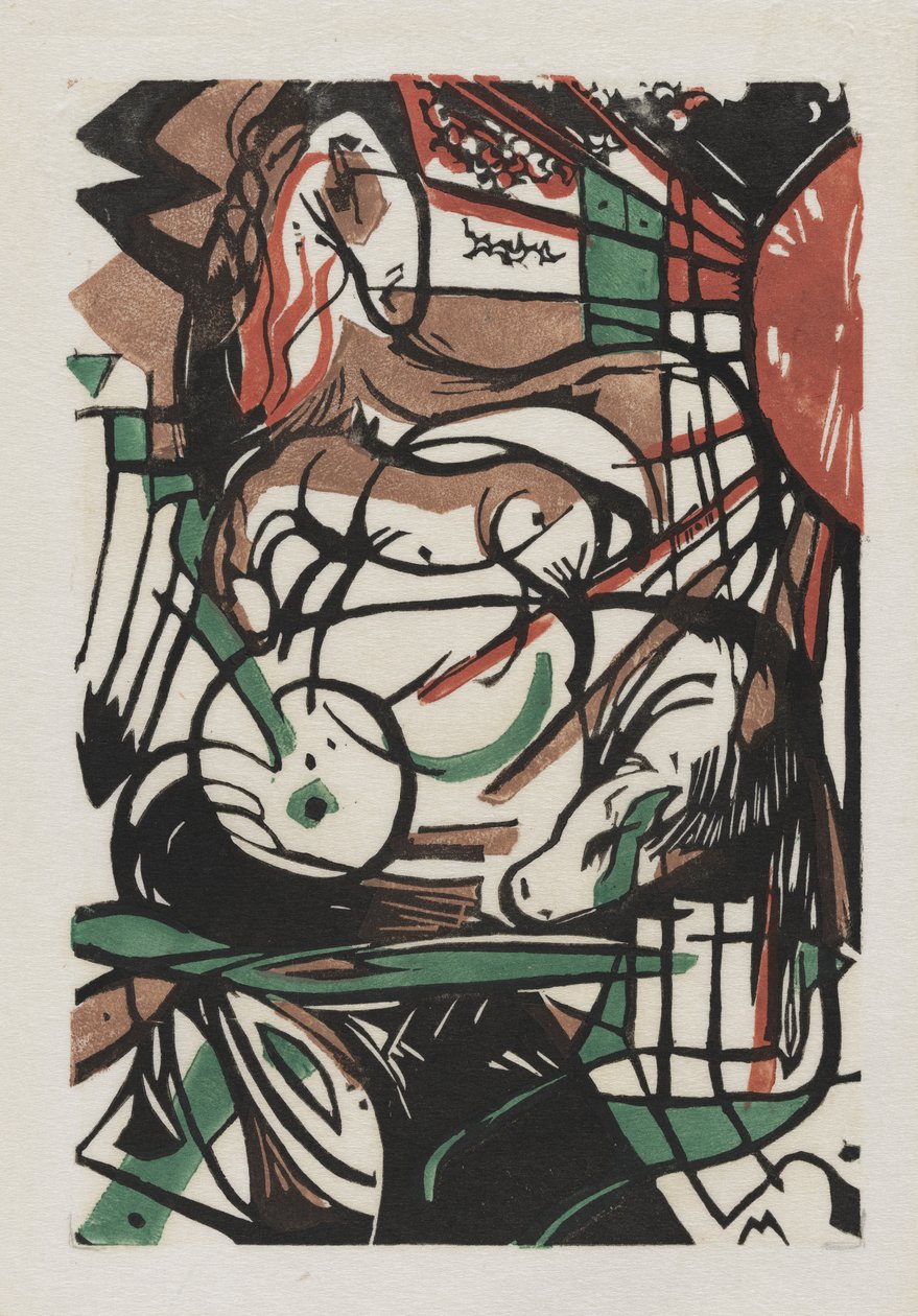 The Birth of Horses, 1913 (træsnit på japansk papir) af Franz Marc