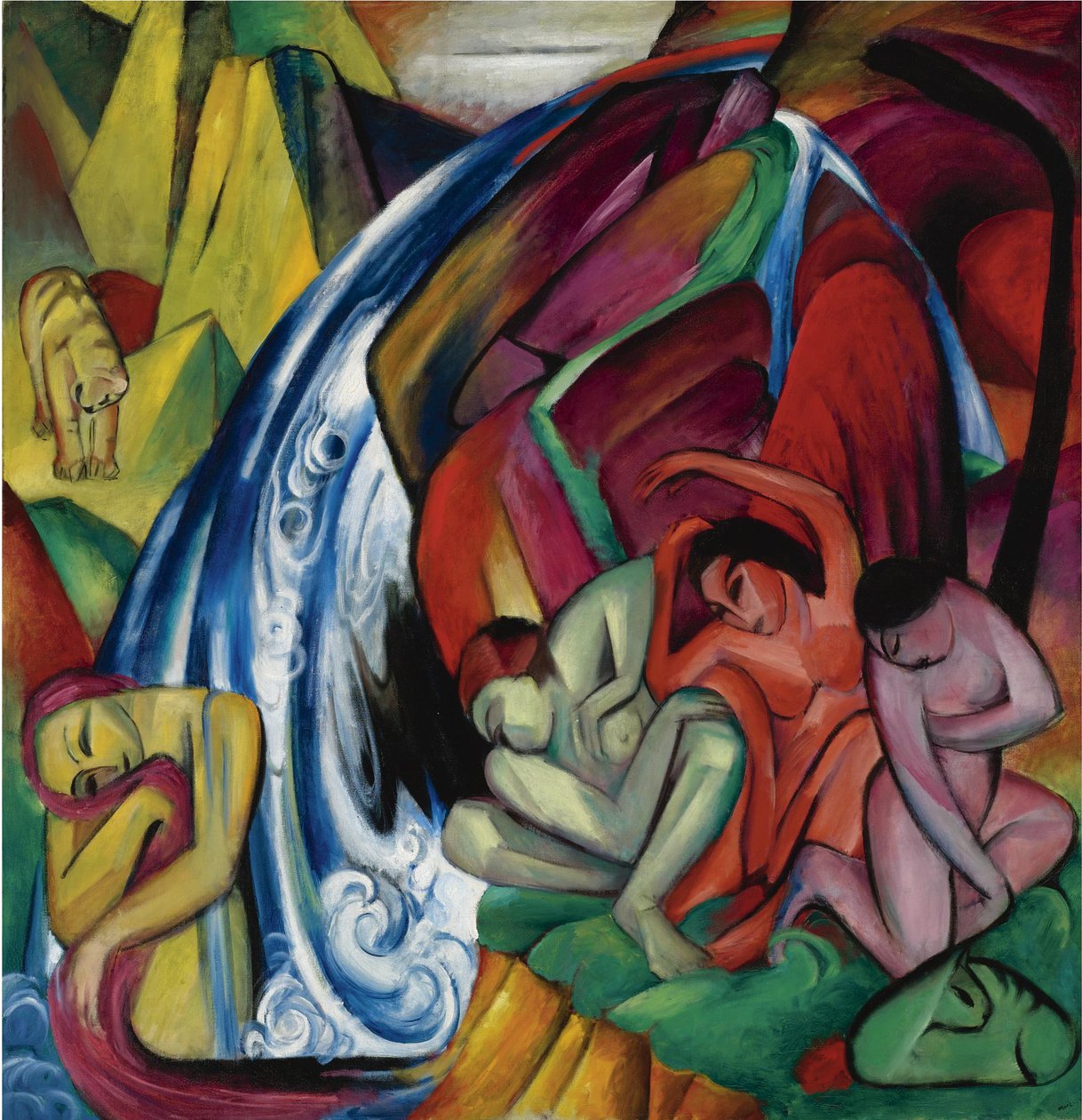 Vandfaldet Kvinder under et vandfald, 1912 af Franz Marc